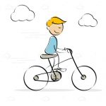 Abstract Boy Riding Bike in Sketch Style